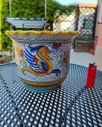 Cachepot vaso Deruta dipinto a mano decorativo