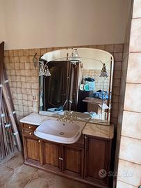 Lavandino bagno in marmo e legno