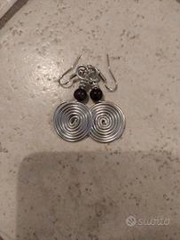Orecchini artigianali argento neri donna