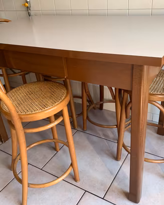 Sgabelli in legno e paglia di Vienna
