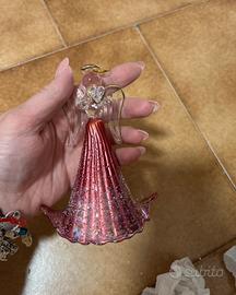 Angelo decorativo vetro rosso glitter Natale