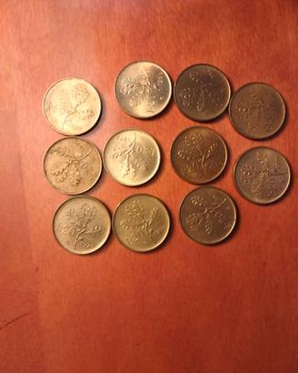 Gruppo 11 monete 20 lire
