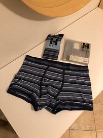 Boxer uomo + calza in coordinato HUE blu a righe