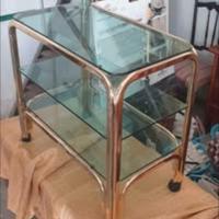 Carrello porta vivande in Ottone e vetro