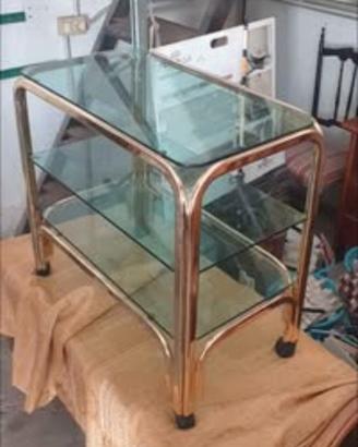 Carrello porta vivande in Ottone e vetro