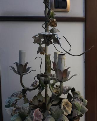 Lampadario Vintage Fiori Stile Fiorentino 3 Luci