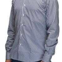 Basile Camicia a quadri cotone blu/bianca 42