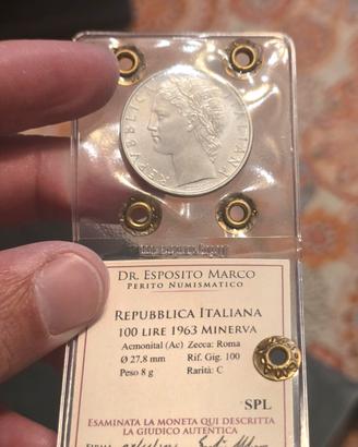 100 lire 1963 periziata