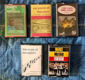 5 MUSICASSETTE CORI ALPINI E MARCE BERSAGLIERI ECC