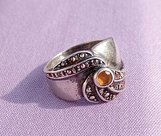 Anello argento 935 topazio marcasite