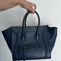 Borsa in pelle blu