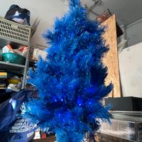 Albero di Natale blu con 96 luci blu altezza 1.10