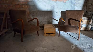 coppia poltrone vintage anni 50 modernariato  legn