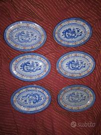 Piatti ovali porcellana cinese dragone blu