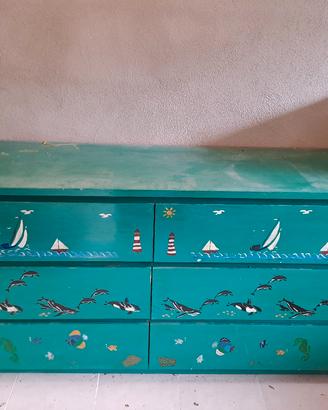 cassettiera  ikea  con decupage 