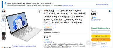 notebook HP ryzen 7 schermo 17,3 pollici nuovo.