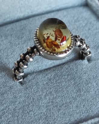 Anello Vintage in Argento S925 con Ambra Naturale