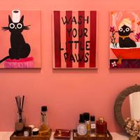 Trittico dipinti a mano con gatti