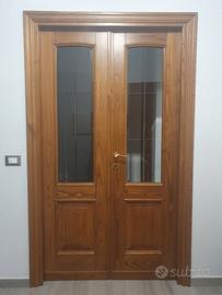 Porta a vetri doppia anta in legno massello