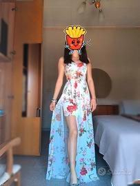 Vestito corto lungo a fiori tg.Unica