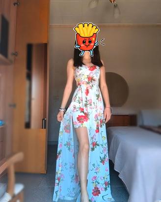 Vestito corto lungo a fiori tg.Unica