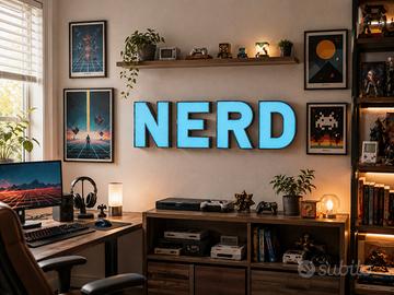insegna luminosa NERD anni 70 vintage Neon vetro