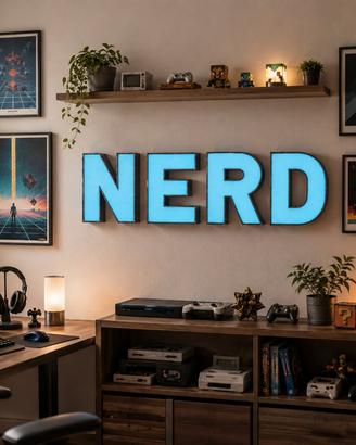 insegna luminosa NERD anni 70 vintage Neon vetro