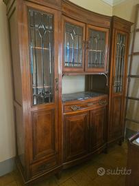credenza legno e vetro molato