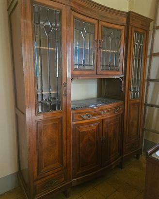 credenza legno e vetro molato