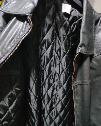 giaccone in pelle nera XXL  abbondante 