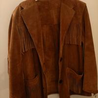giacca in pelle camosciata con frange