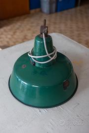Lampada Industriale Vintage Anni 50/60 Smaltata