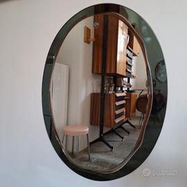 Specchiera ovale Veca in vetro di Murano anni '70