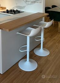 2 Sgabelli da cucina design moderno bianchi