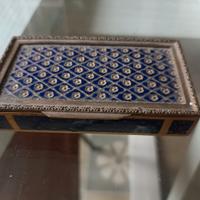 SCATOLINA PORTA TABACCO BLU INTARSI RARA
