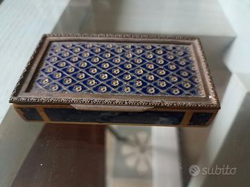 SCATOLINA PORTA TABACCO BLU INTARSI RARA