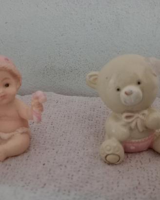 Neonata in resina & Orsetto in Ceramica 