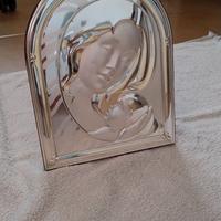 Icona quadro argento 925 Madonna Madre con bambino