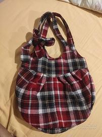 Borsa a quadri rossa nera scozzese bag punk