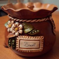 Biscottiera in terracotta decorata nuova