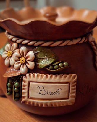 Biscottiera in terracotta decorata nuova