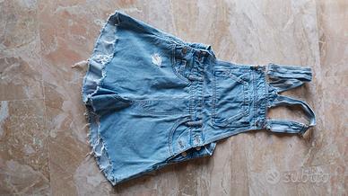 Salopette di jeans con pantaloncino taglia Xs