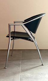 3 Calligaris sedia nera in pelle