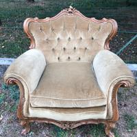 Poltrona vintage tessuto legno