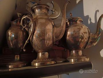 servizio da the/caffè vintage in metallo argentato