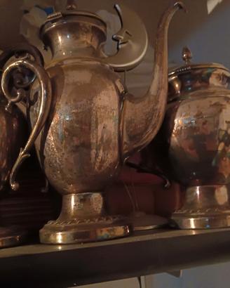 servizio da the/caffè vintage in metallo argentato