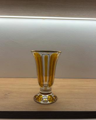 Vaso Art Déco Boemia Cristallo Ambra Anni 20/30