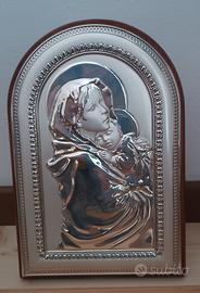 Icona in argento e legno Madonna del Riposo