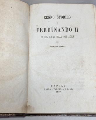 Libro Antico 1859 Cenno Storico di Ferdinando II