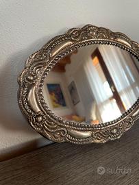 Specchio Ovale Cornice Argento